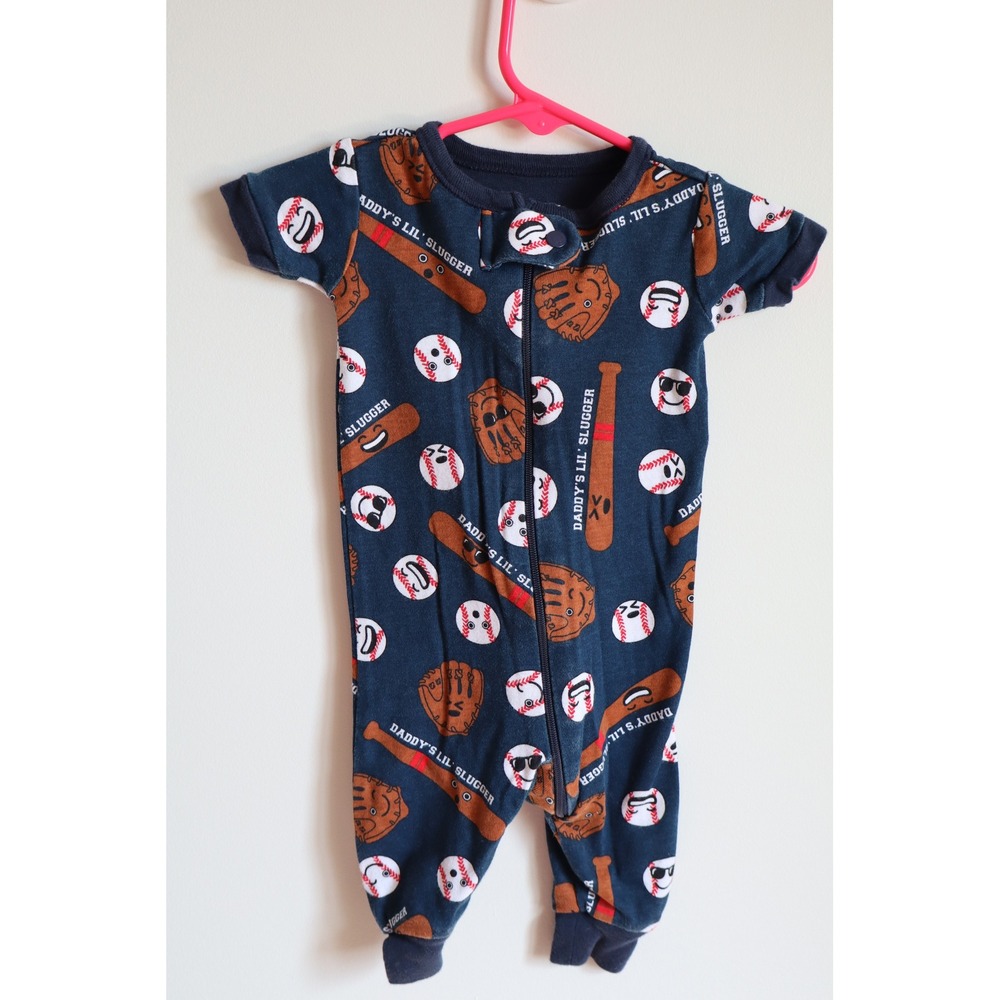 The Children's Place Daddy's Lil Slugger Baseball Romper 0-3M